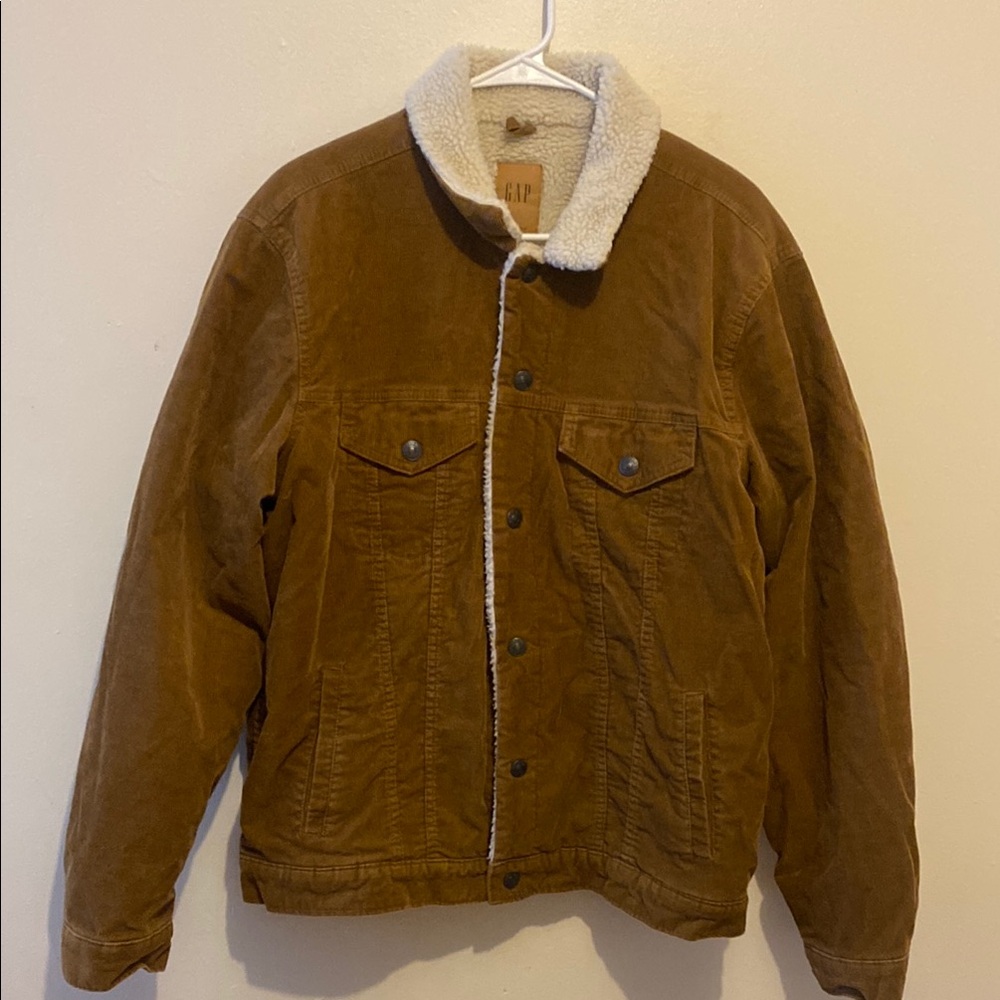 GAP Brown Lightweight Corduroy Jacket with Sherpa Collar